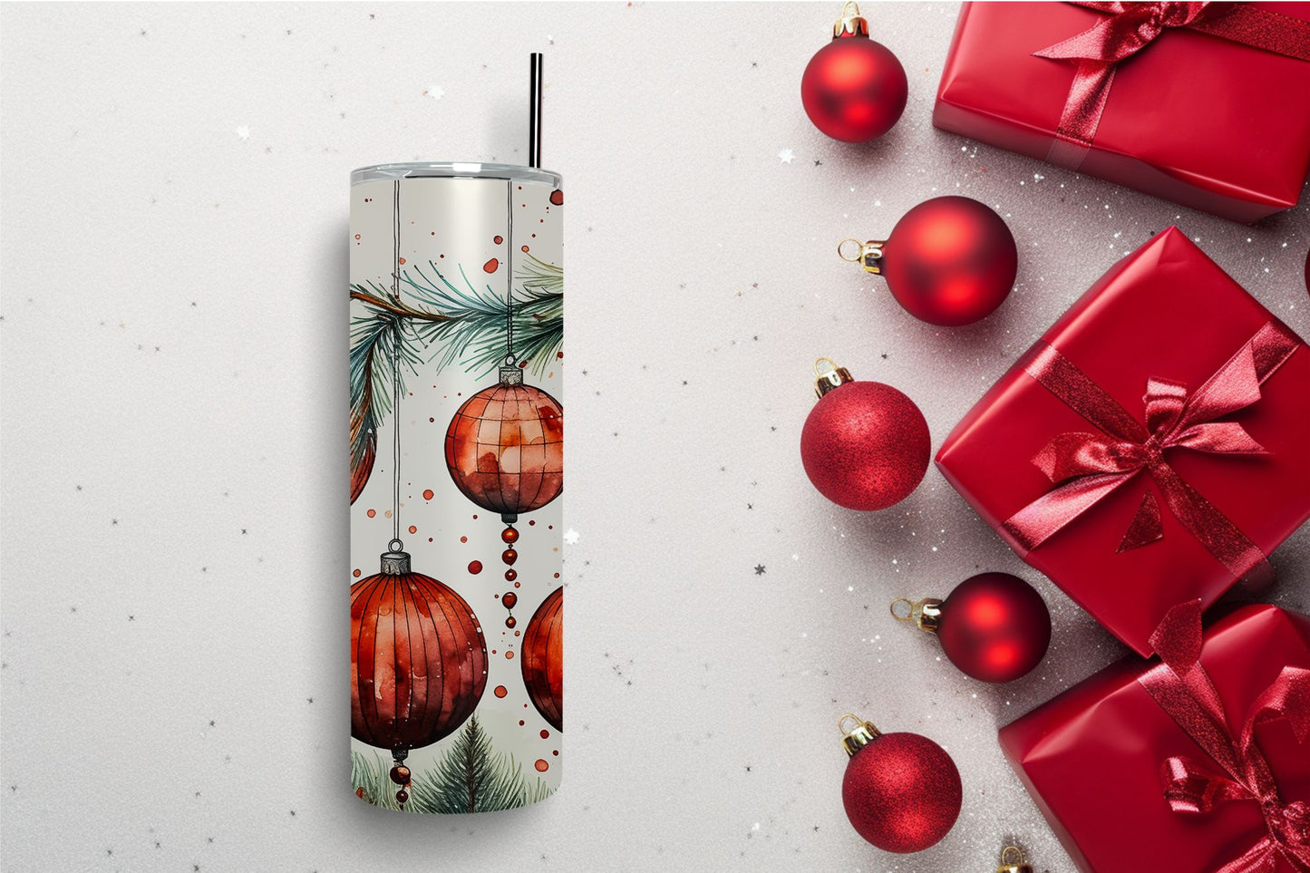Watercolor Ornaments Red 1 Tumbler
