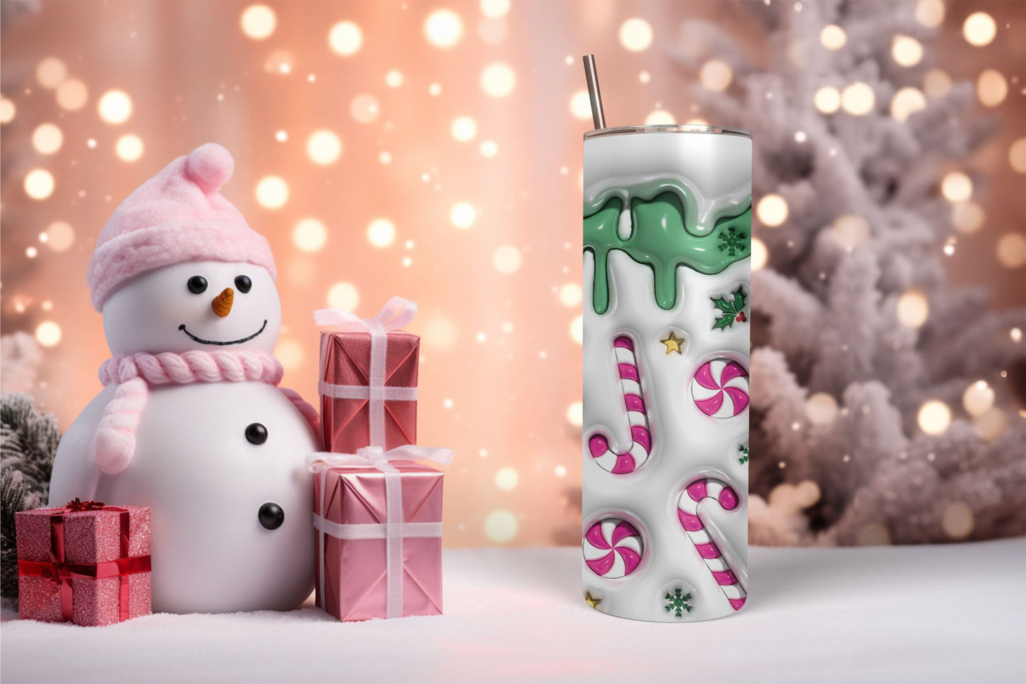 Inflated Candy Canes Green Tumbler