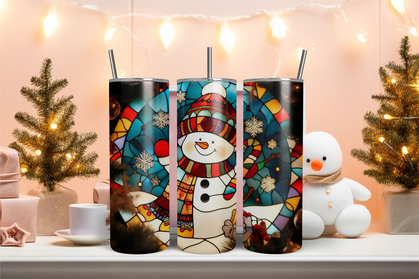 Stained Glass Snowman 1 Tumbler