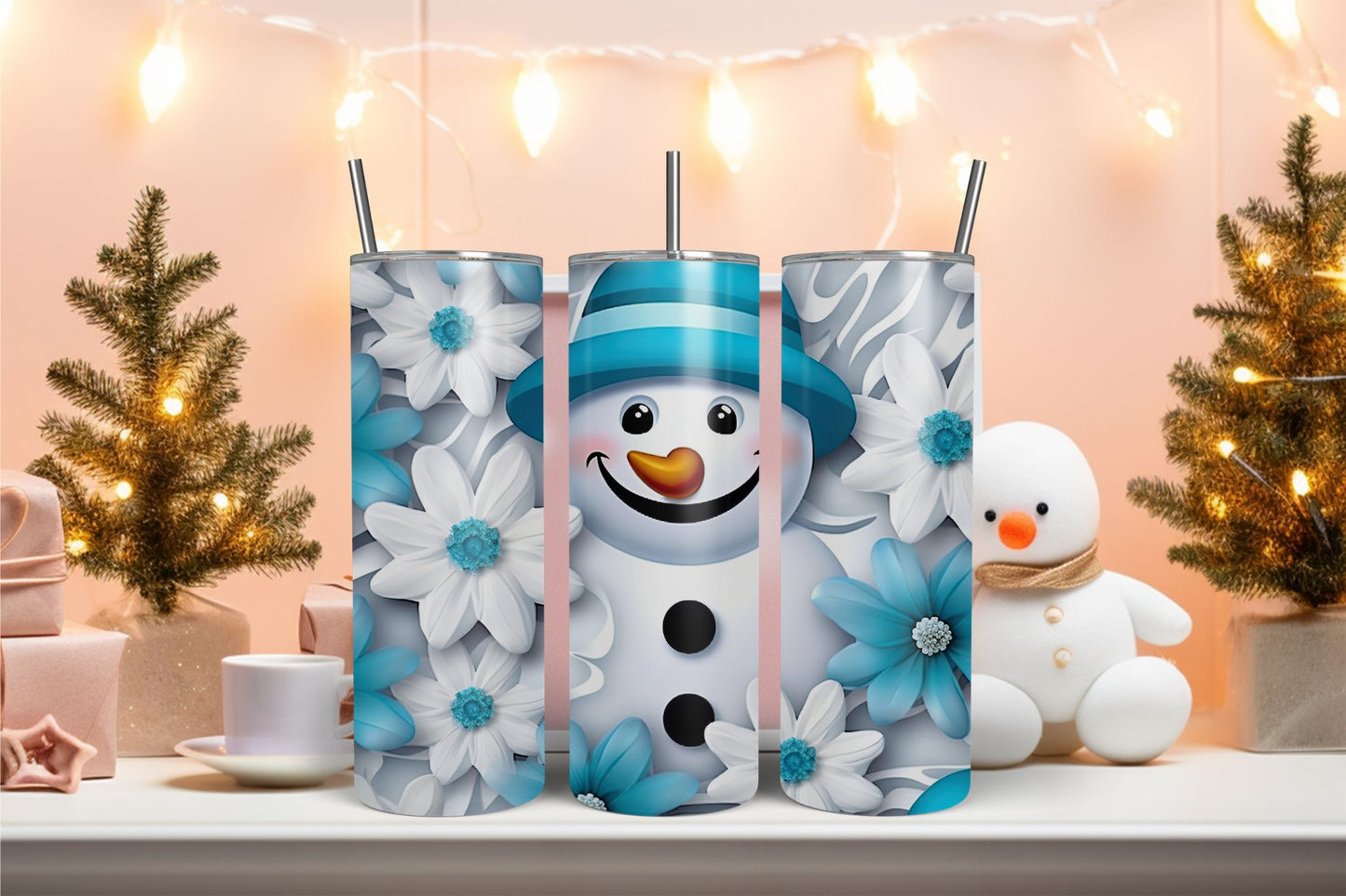 Blue Snowman Tumbler