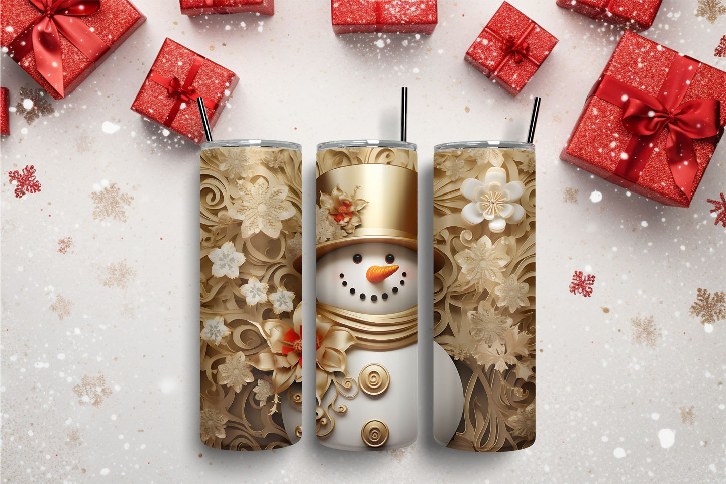 Golden Snowman 3 Tumbler