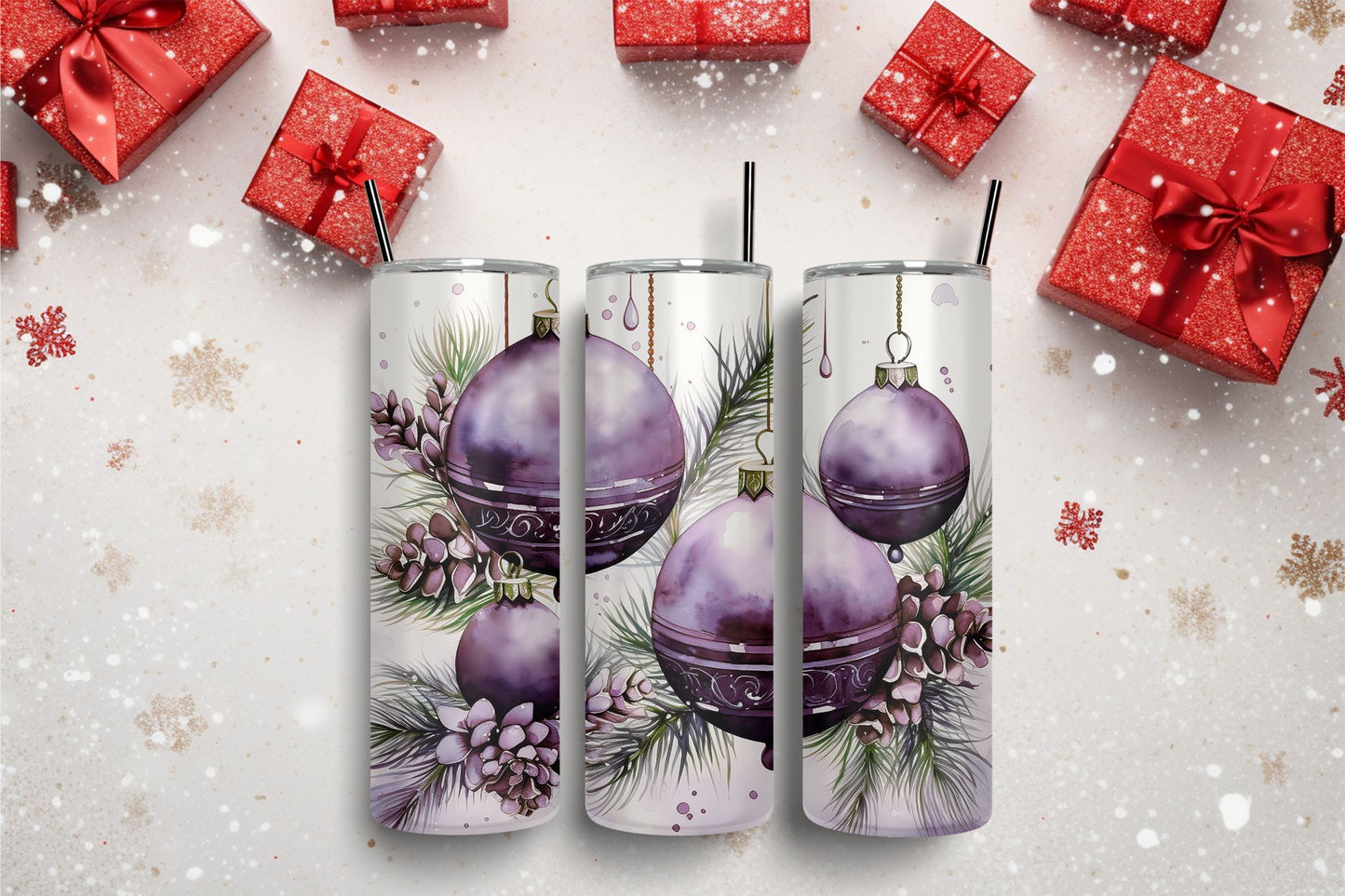 Watercolor Ornaments Purple 2 Tumbler