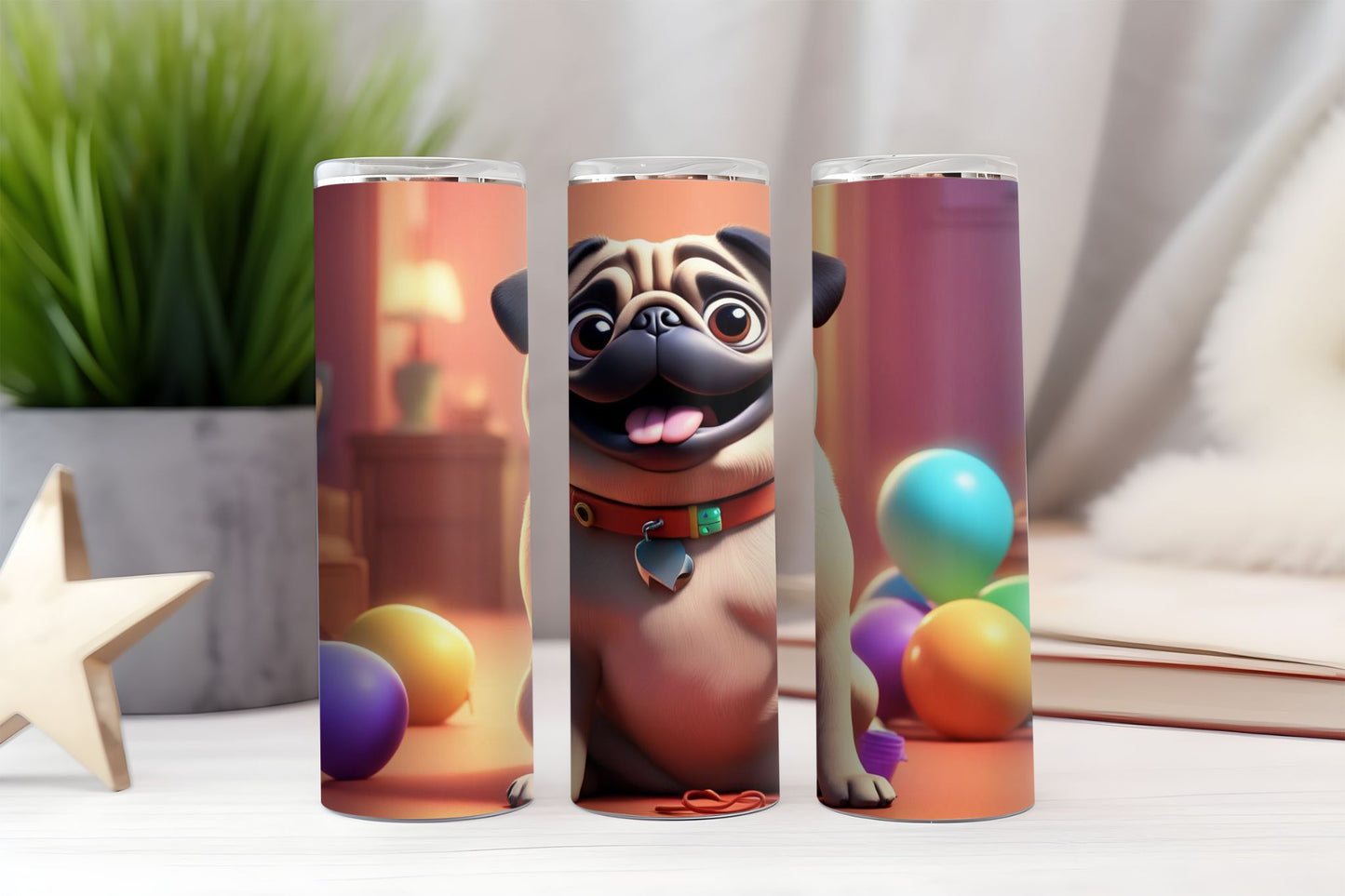 Pug With Toys Tumbler