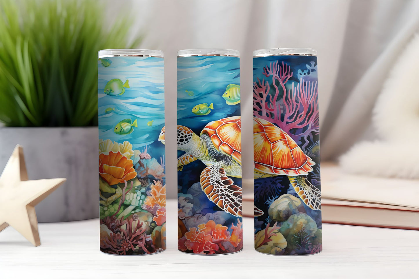 Watercolor Sea Turtle Tumbler