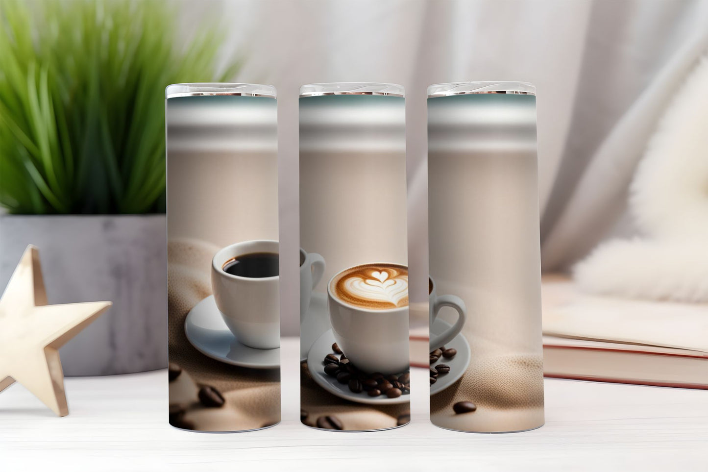 Coffee Beach Border Design Tumbler