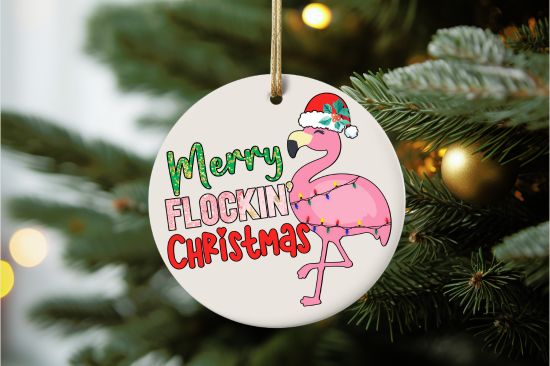 Merry Flockin' Christmas Ornament