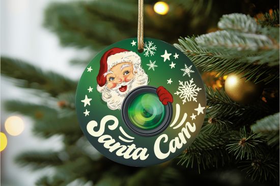 Santa Cam Green Ornament