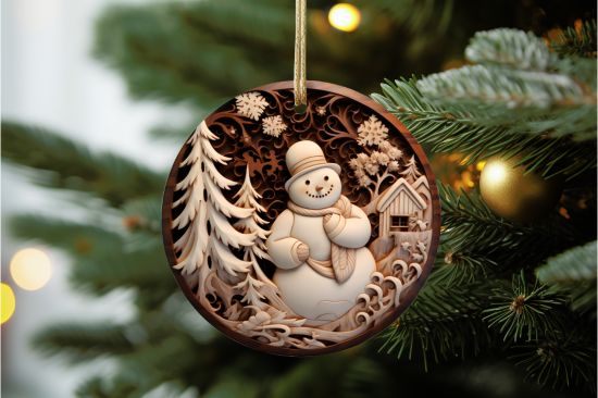 Wood Design Snowman Ornament