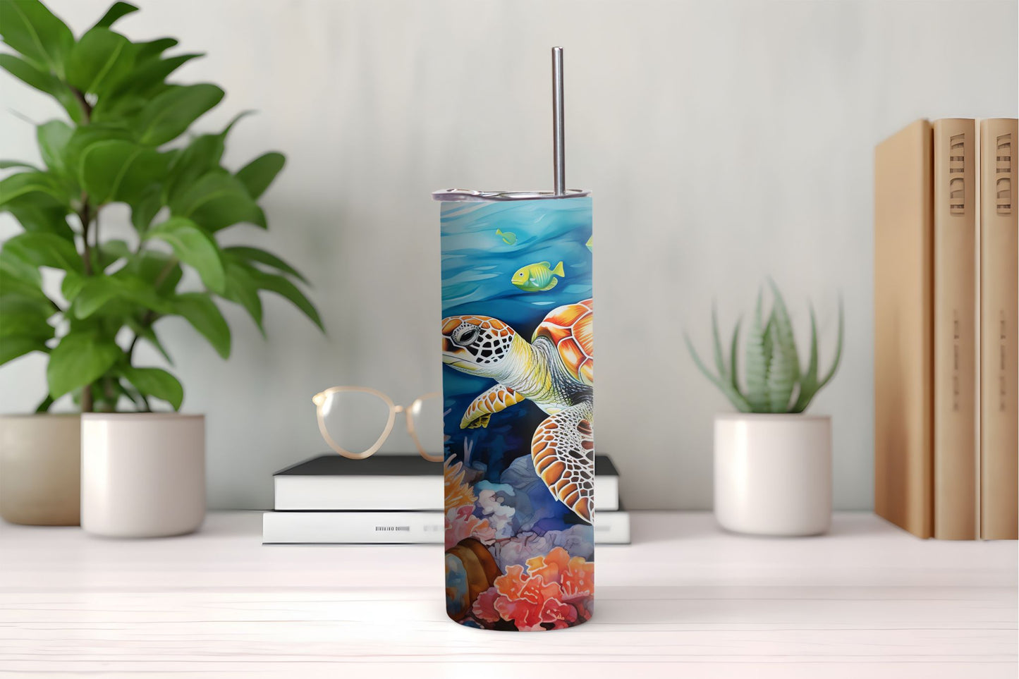 Watercolor Sea Turtle Tumbler