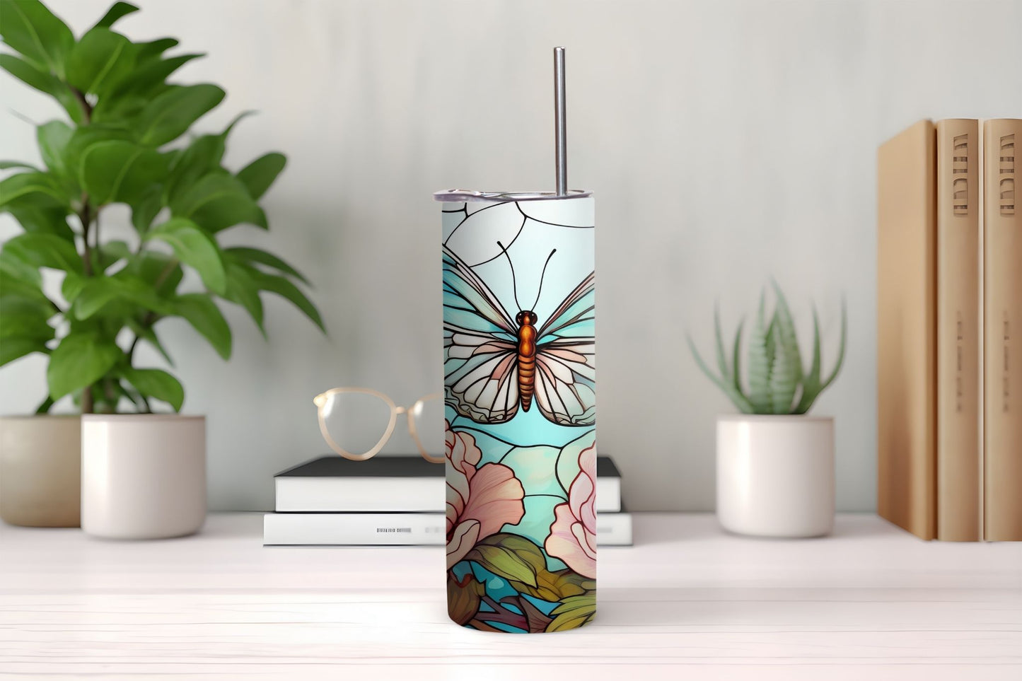 Butterfly Stained Glass 3 Tumbler