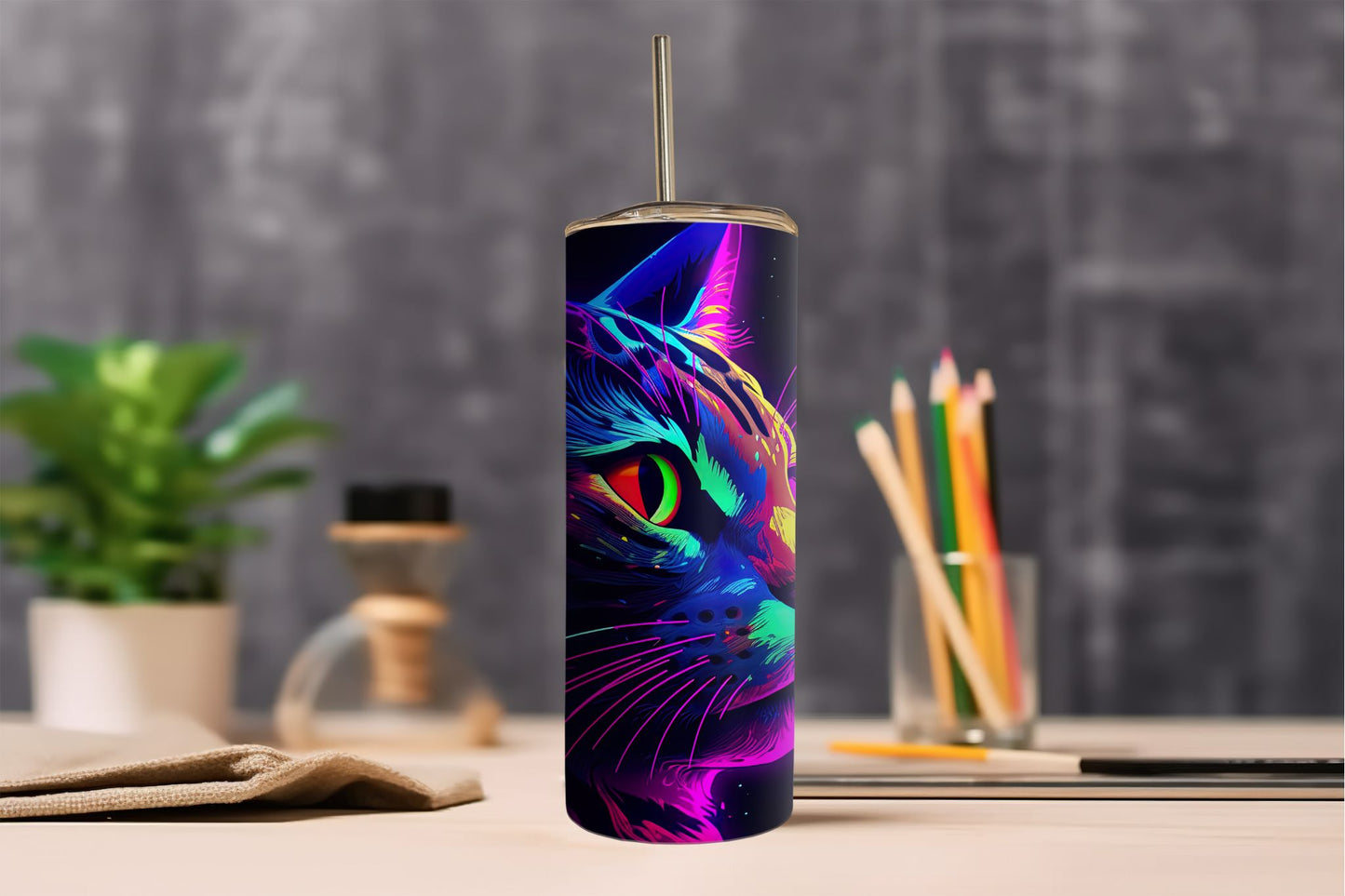 Neon Cat Tumbler