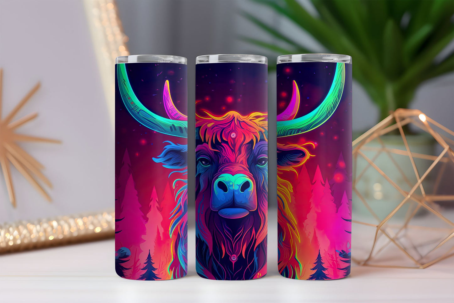 Neon Highland Cow Tumbler