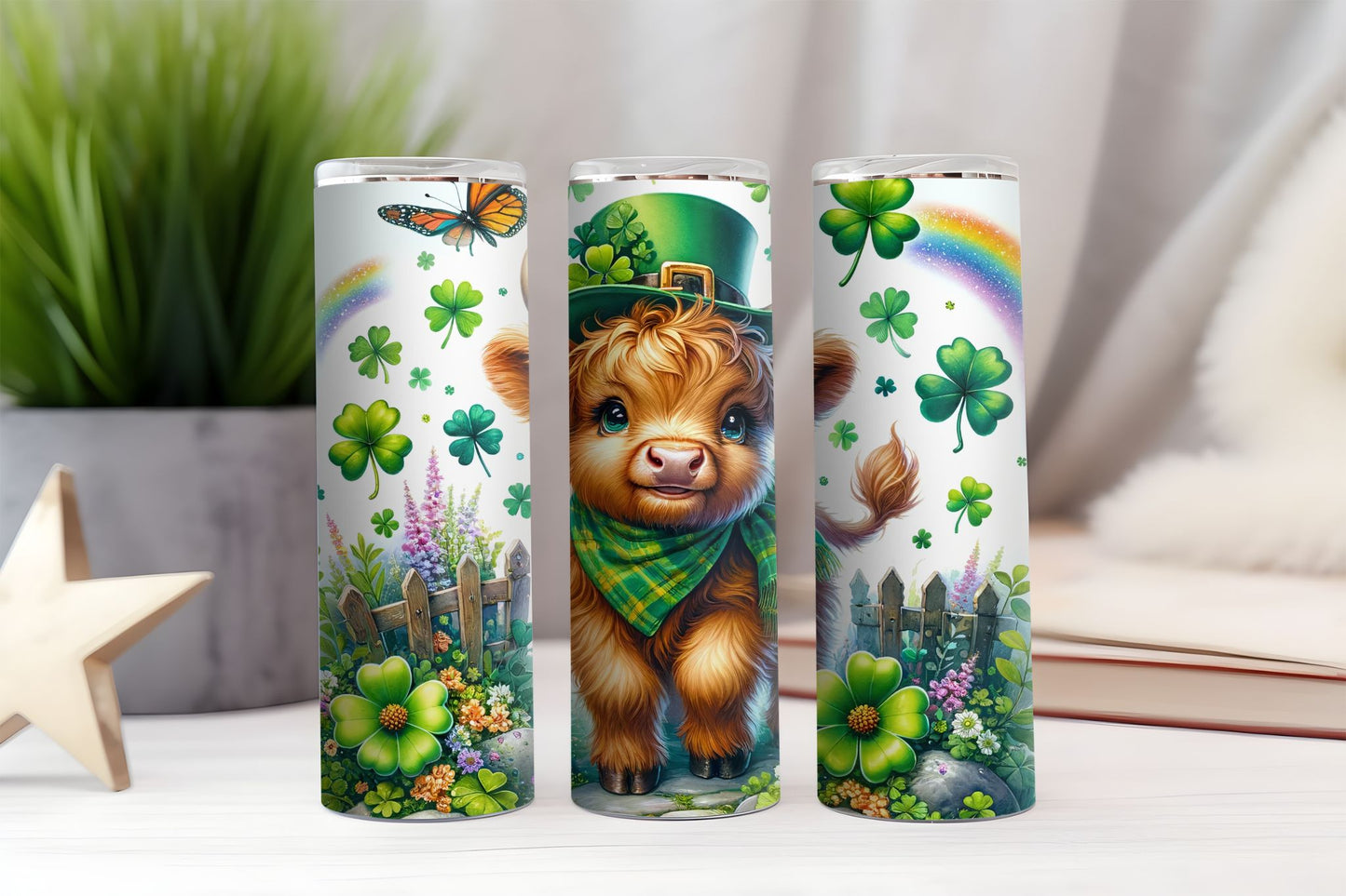 St. Patrick's Day Highland Cow Tumbler