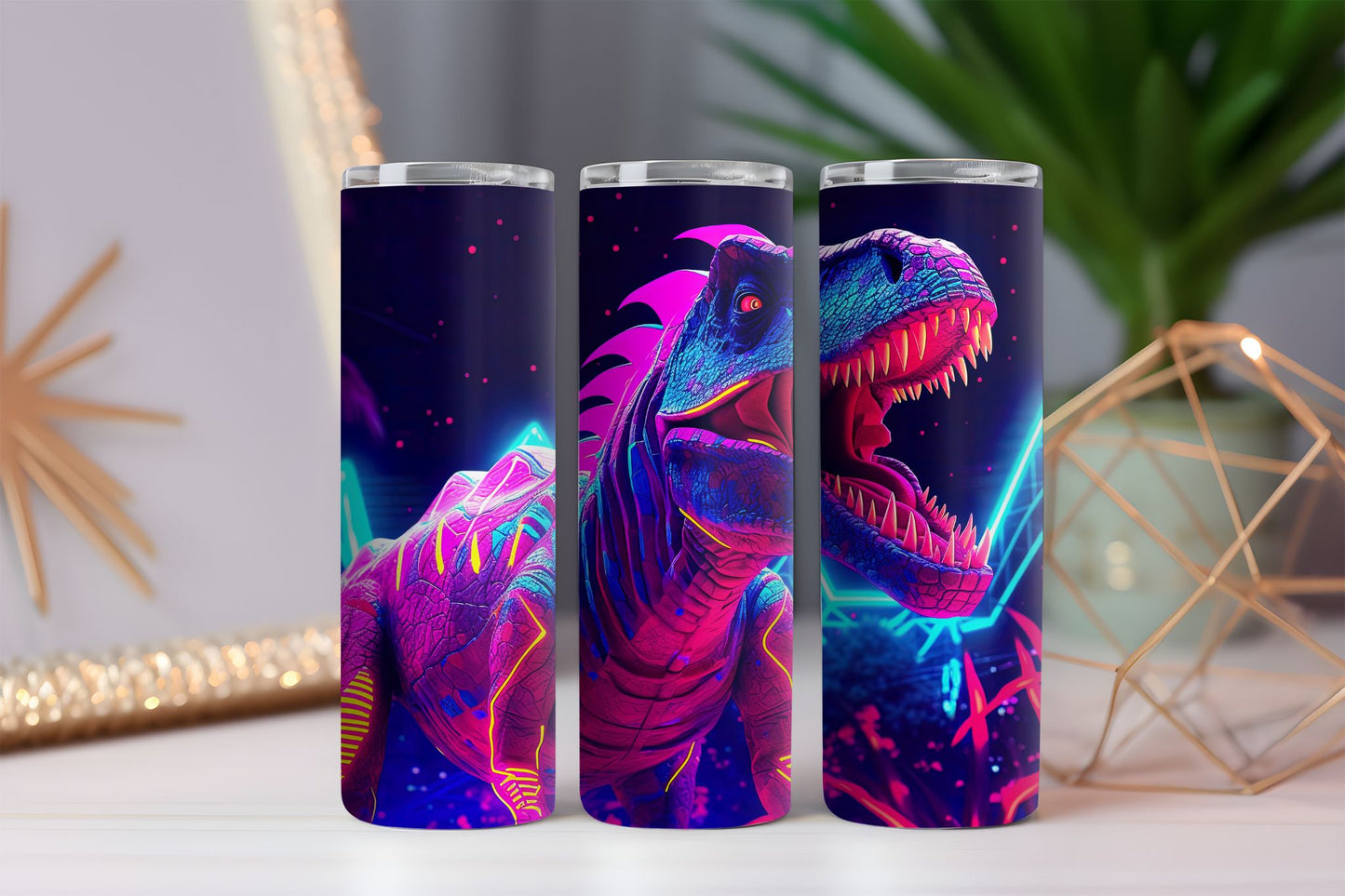 Neon Dinosaur Tumbler