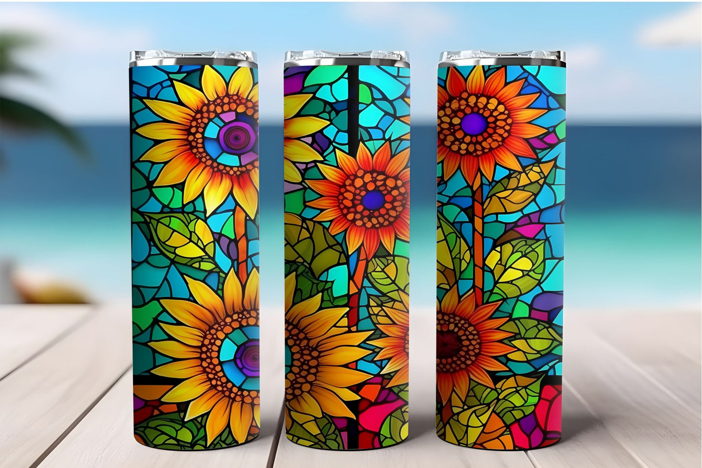 Flowers Stained Glass 3 Tumbler