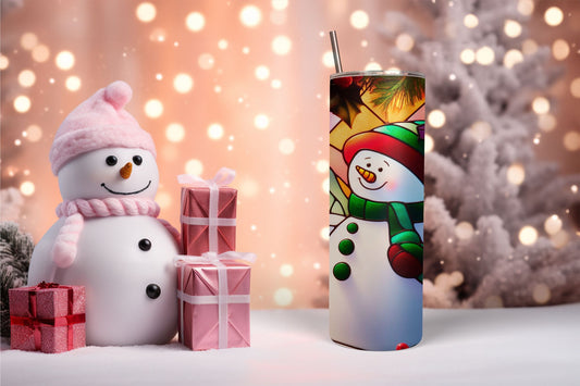Stained Glass Snowman 4 Tumbler