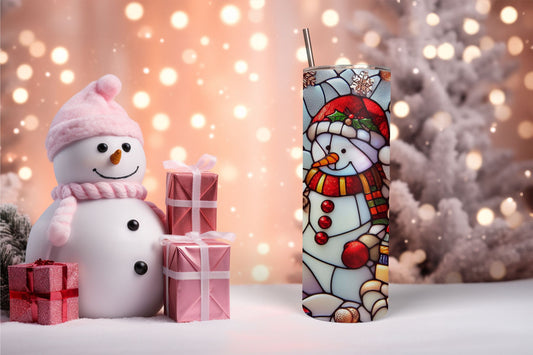 Stained Glass Snowman 3 Tumbler