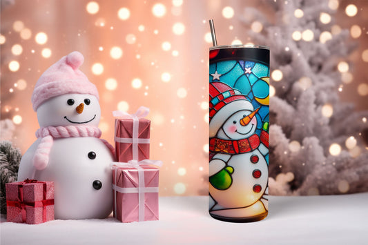 Stained Glass Snowman 8 Tumbler