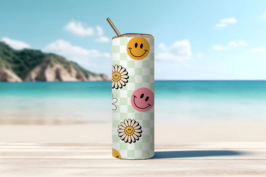 Checkerboard Smiles Tumbler