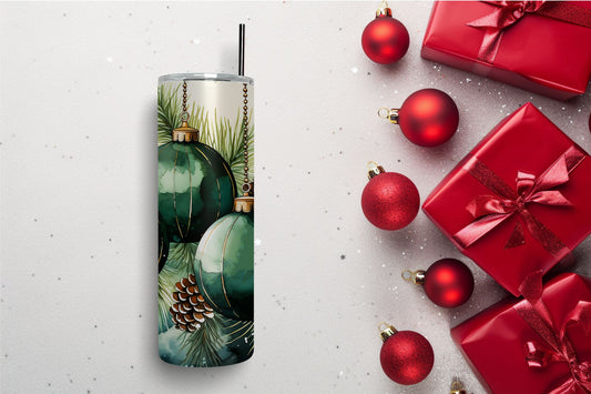 Watercolor Ornaments Green Tumbler