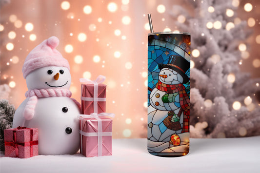 Stained Glass Snowman 7 Tumbler