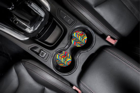 Abstract Rainbows Car Coasters