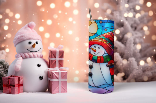 Stained Glass Snowman 10 Tumbler