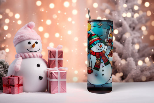 Stained Glass Snowman 2 Tumbler