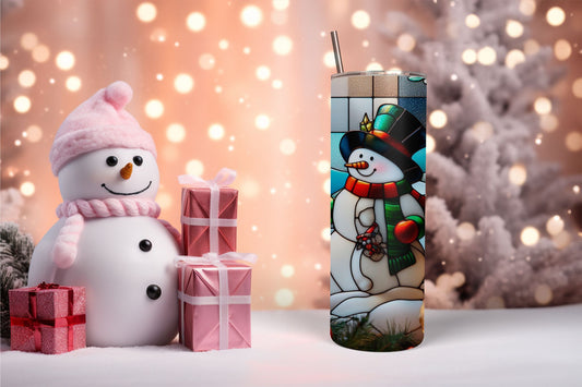 Stained Glass Snowman 11 Tumbler