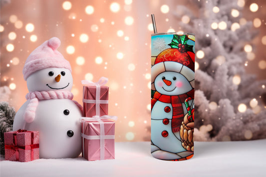 Stained Glass Snowman 5 Tumbler