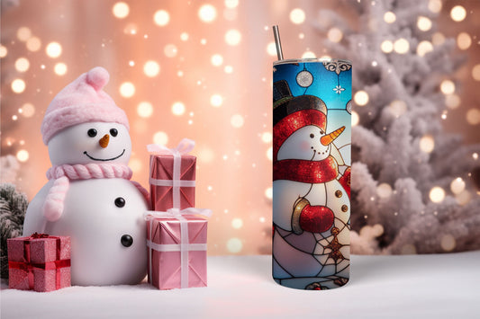 Stained Glass Snowman 6 Tumbler