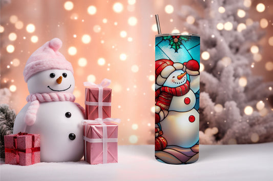 Stained Glass Snowman 12 Tumbler
