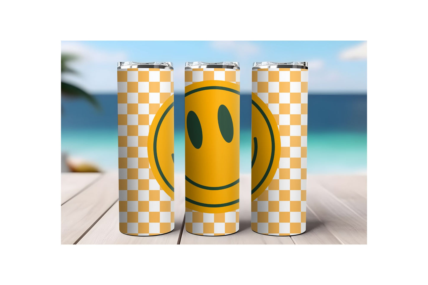 Checkerboard Smiles 3 Tumbler