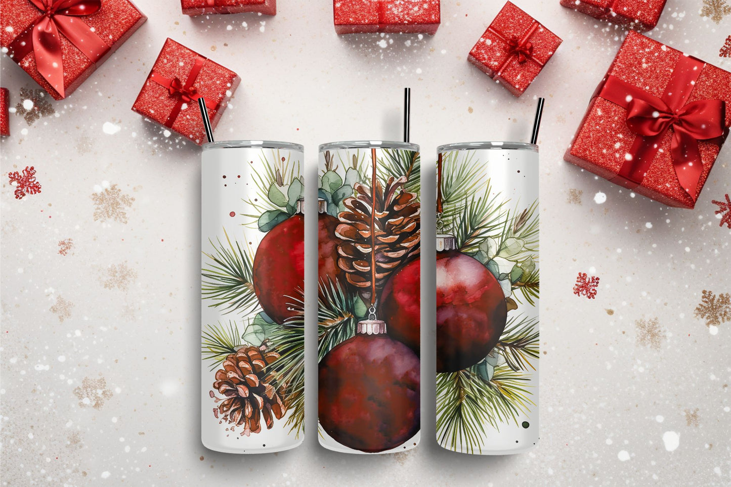 Watercolor Ornaments Red 2 Tumbler
