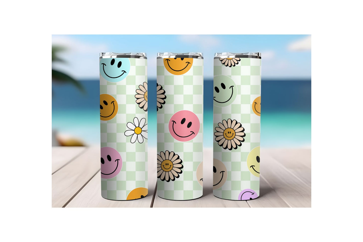 Checkerboard Smiles Tumbler