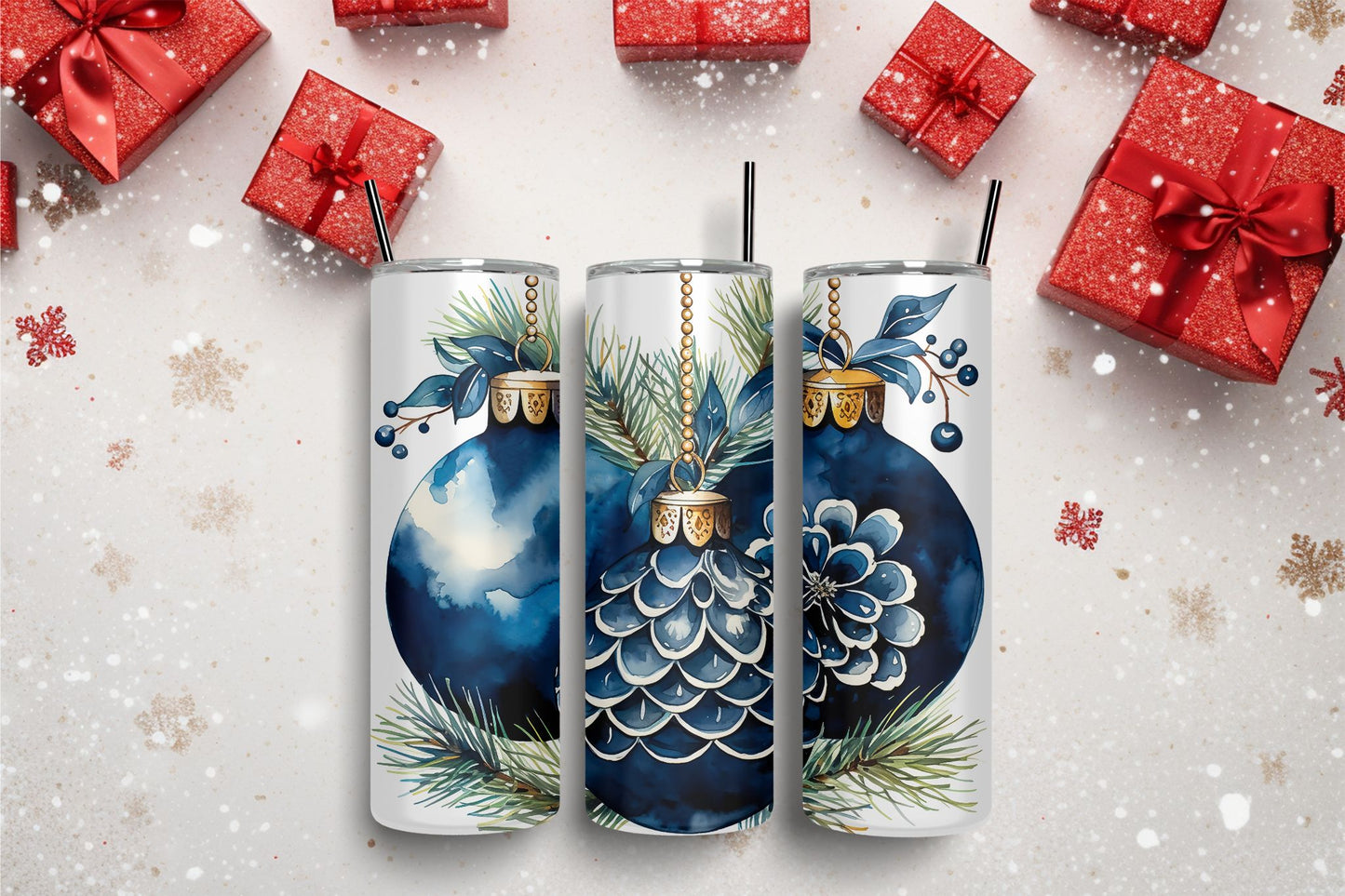 Watercolor Ornaments Blue 1 Tumbler