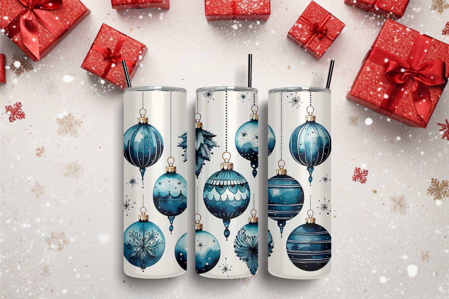 Watercolor Ornaments Blue 2 Tumbler