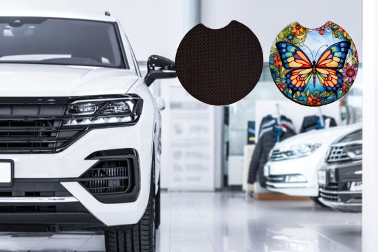 Stained Glass Butterfly Car Coasters