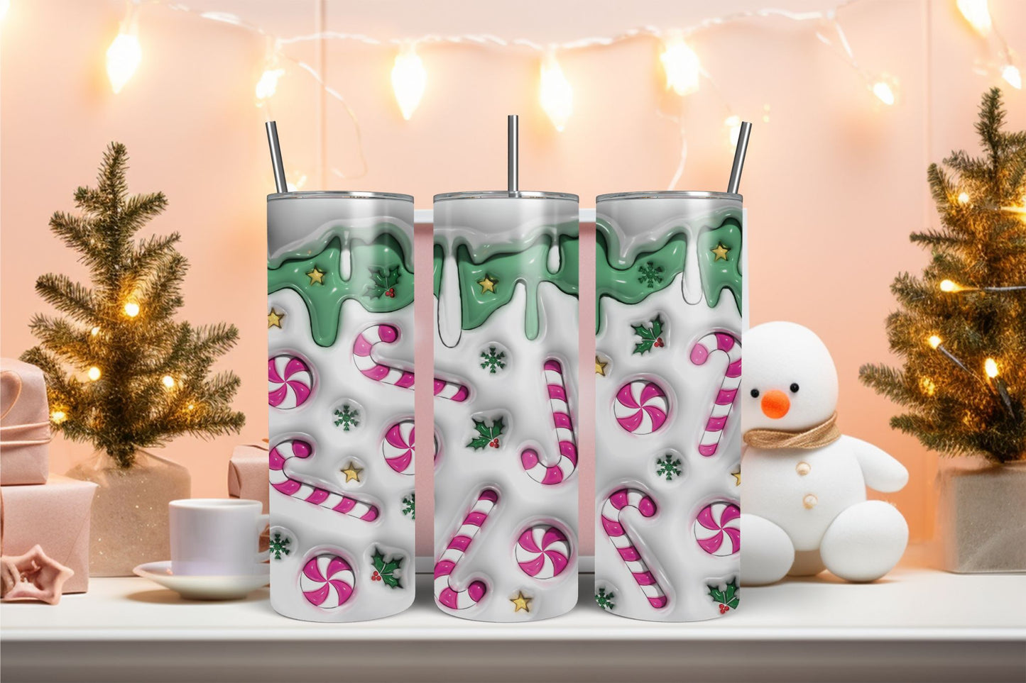 Inflated Candy Canes Green Tumbler