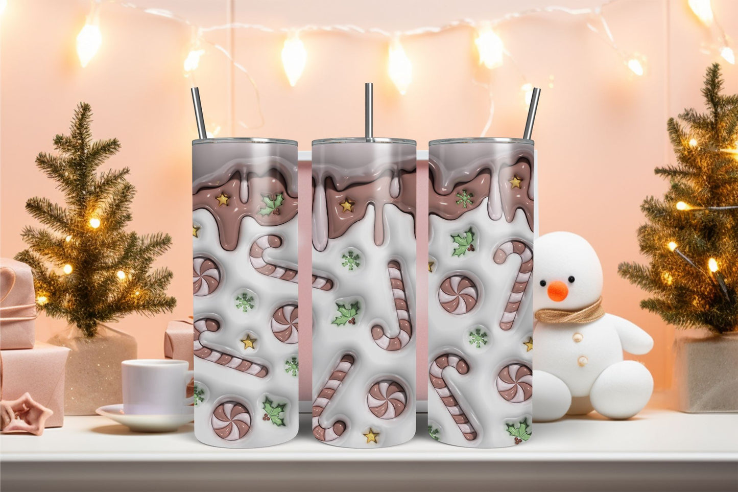 Inflated Candy Canes Pink Tumbler
