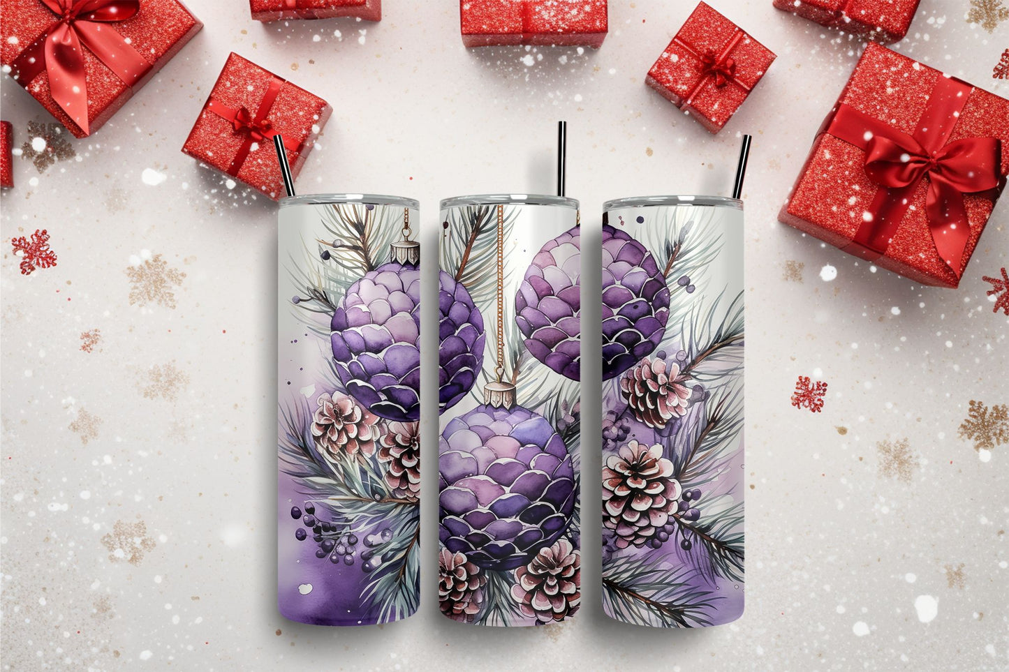 Watercolor Ornaments Purple 1 Tumbler