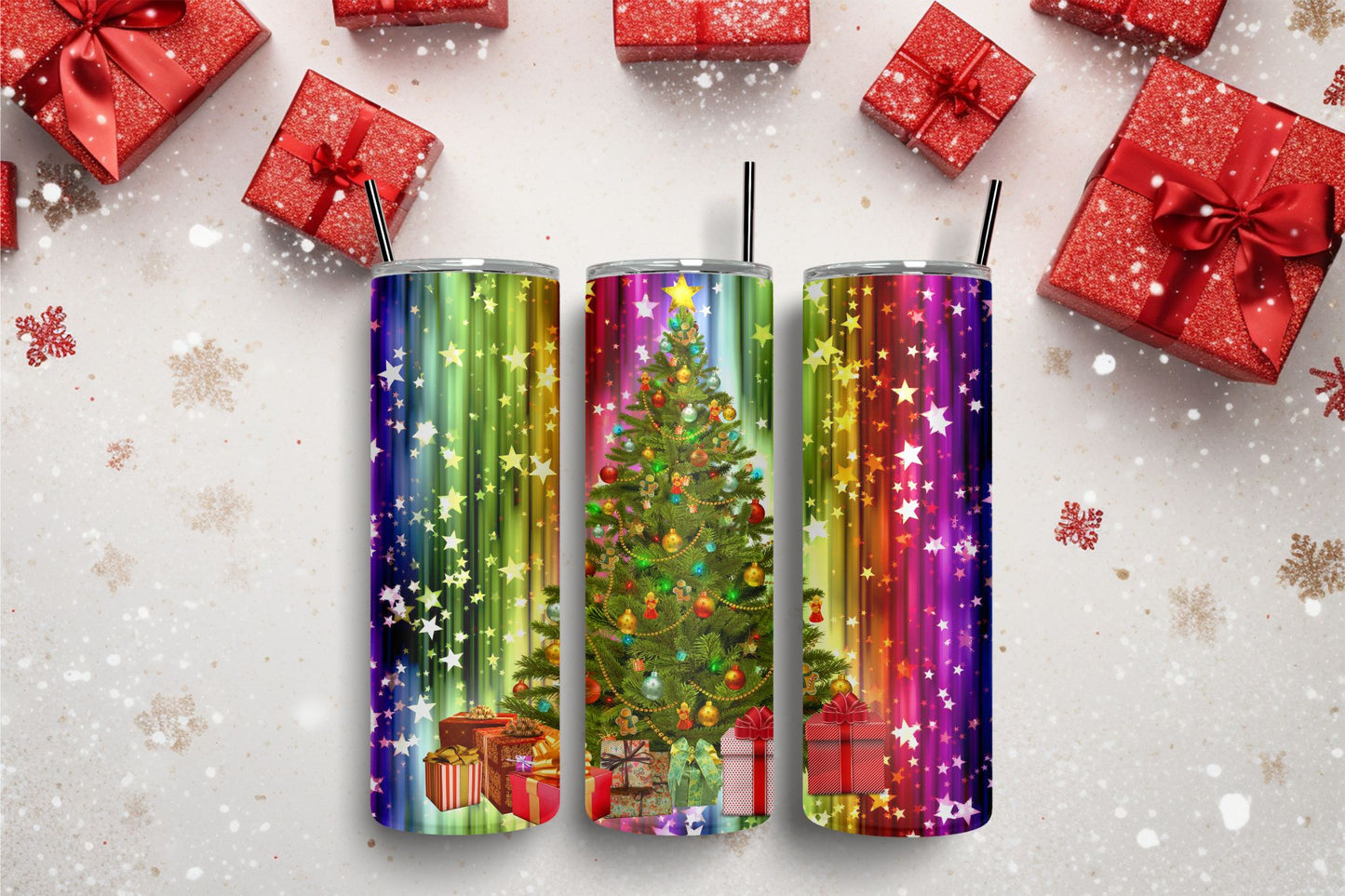 Colorful Christmas Tree Tumbler