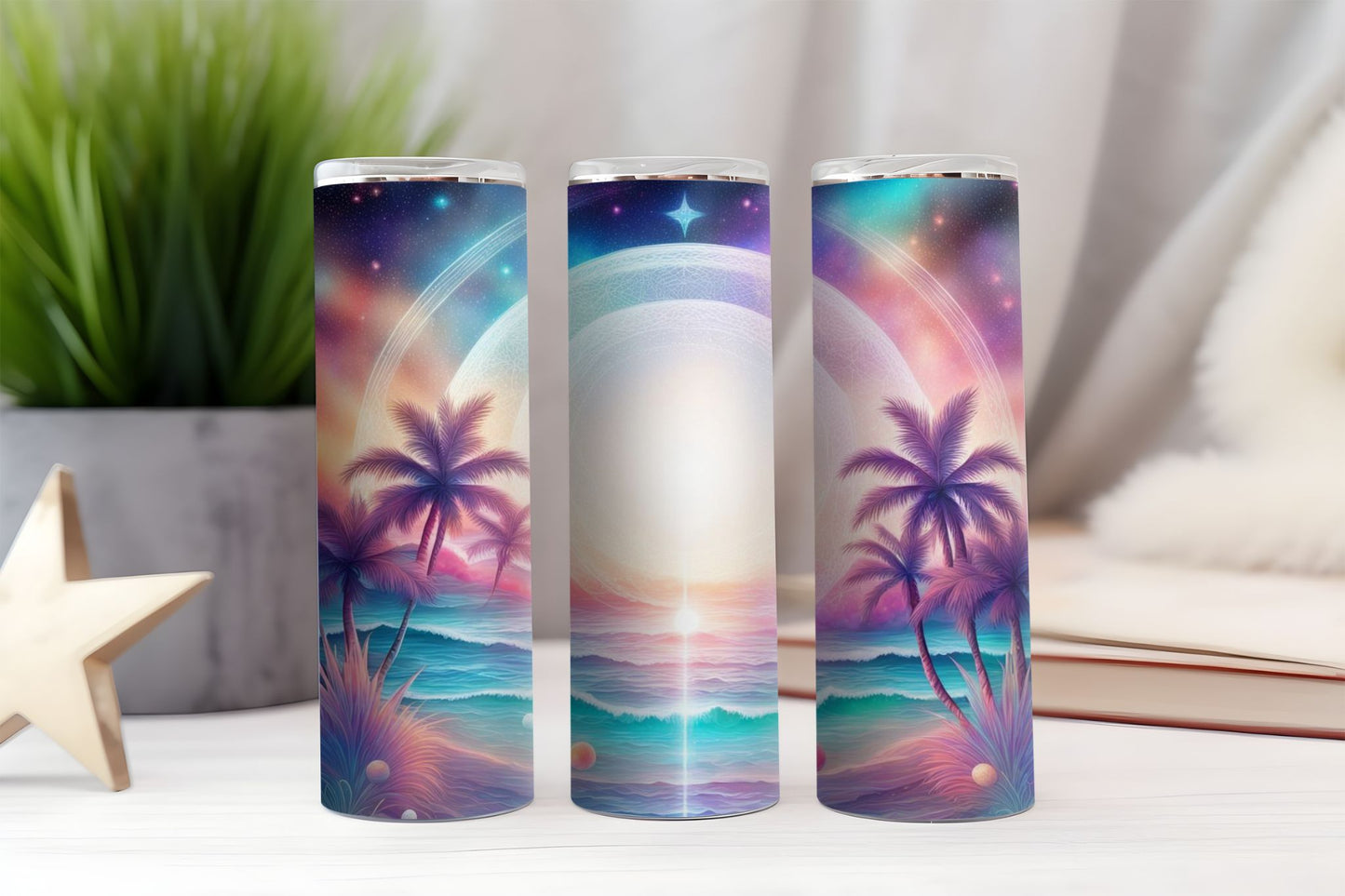 Spacey Beach Border Design 2 Tumbler