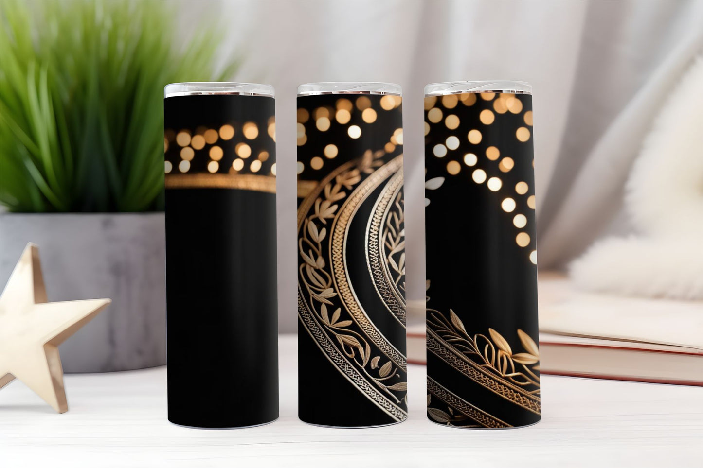 Black and Gold Border Design Tumbler