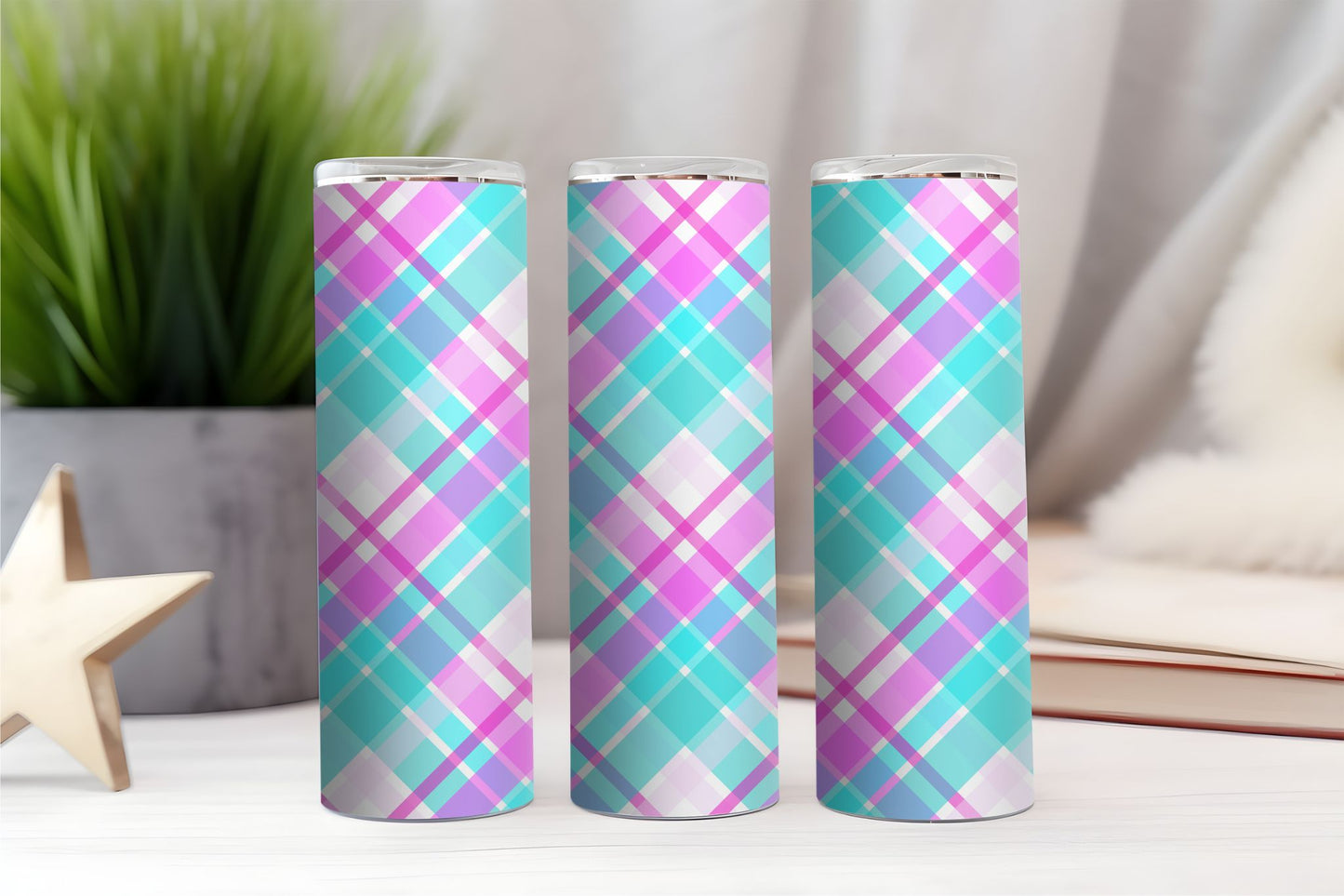 Pastel Plaid Tumbler