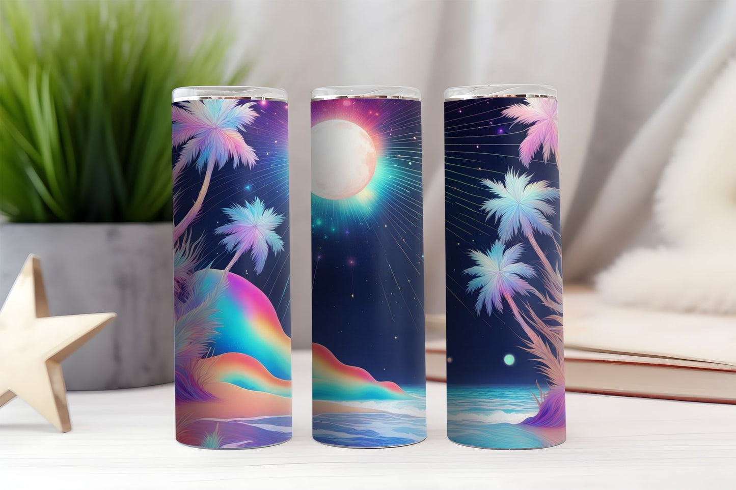 Spacey Beach Border Design 4 Tumbler