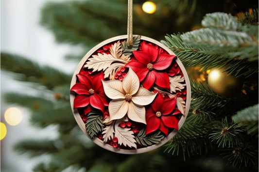 Wood Design Flowers Ornament