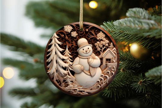 Wood Design Snowman Ornament