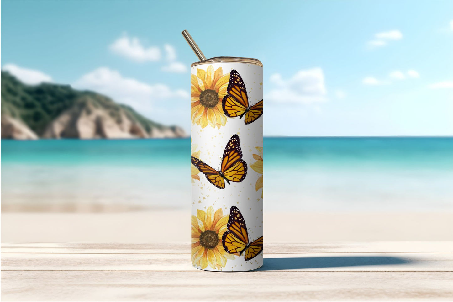 Papillions and Sunflowers Tumbler