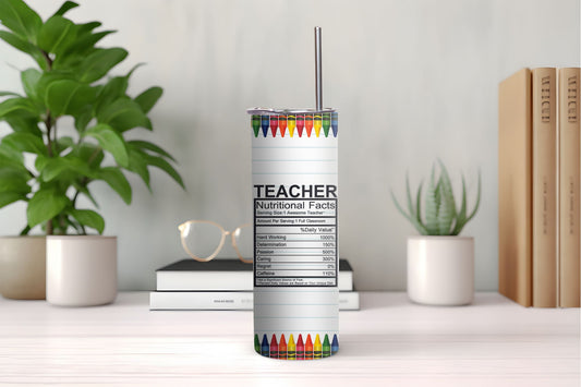 Teacher Nutritional Facts Tumbler